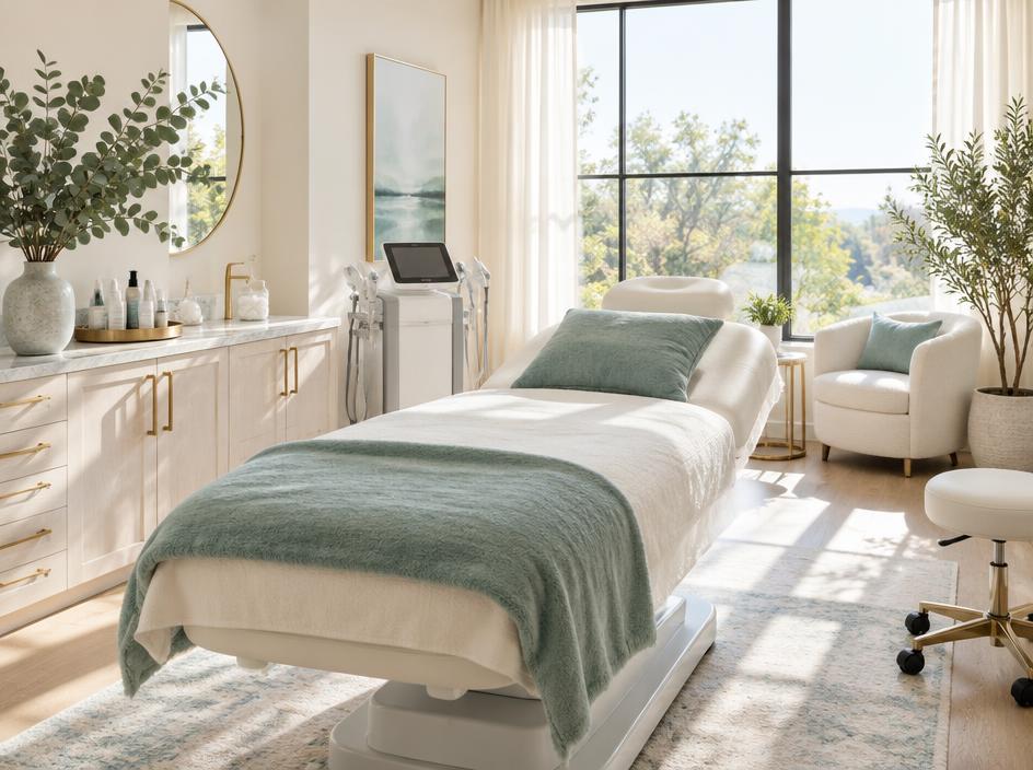 Bright, modern medspa treatment room