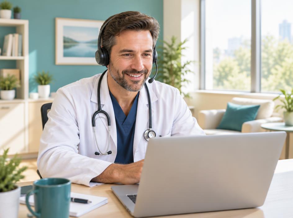 Telehealth provider on a virtual patient consultation